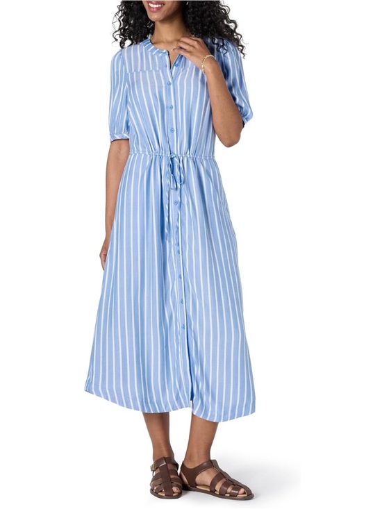 Amazon Essentials Dresses & Skirts - Amazon Essentials Blue and White Striped Button-Front Midi Dress